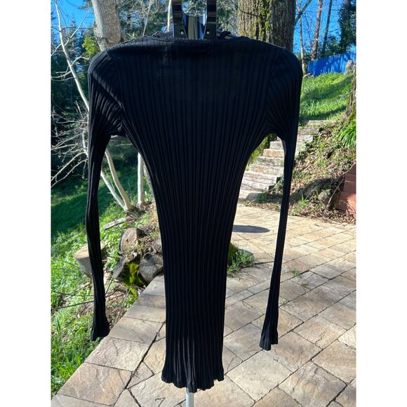 Helmut Lang Black Finest Rib Mini Dress Thumbholes XXS - Picture 3 of 6